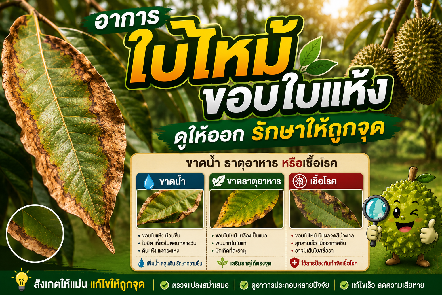 อาการใบไหม้ ขอบใบแห้ง - ดูให้ออก รักษาให้ถูกจุด
