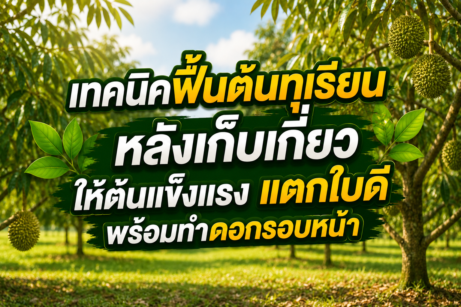 เทคนิคฟื้นต้นทุเรียนหลังเก็บเกี่ยว ให้ต้นแข็งแรง แตกใบดี พร้อมทำดอกรอบหน้า