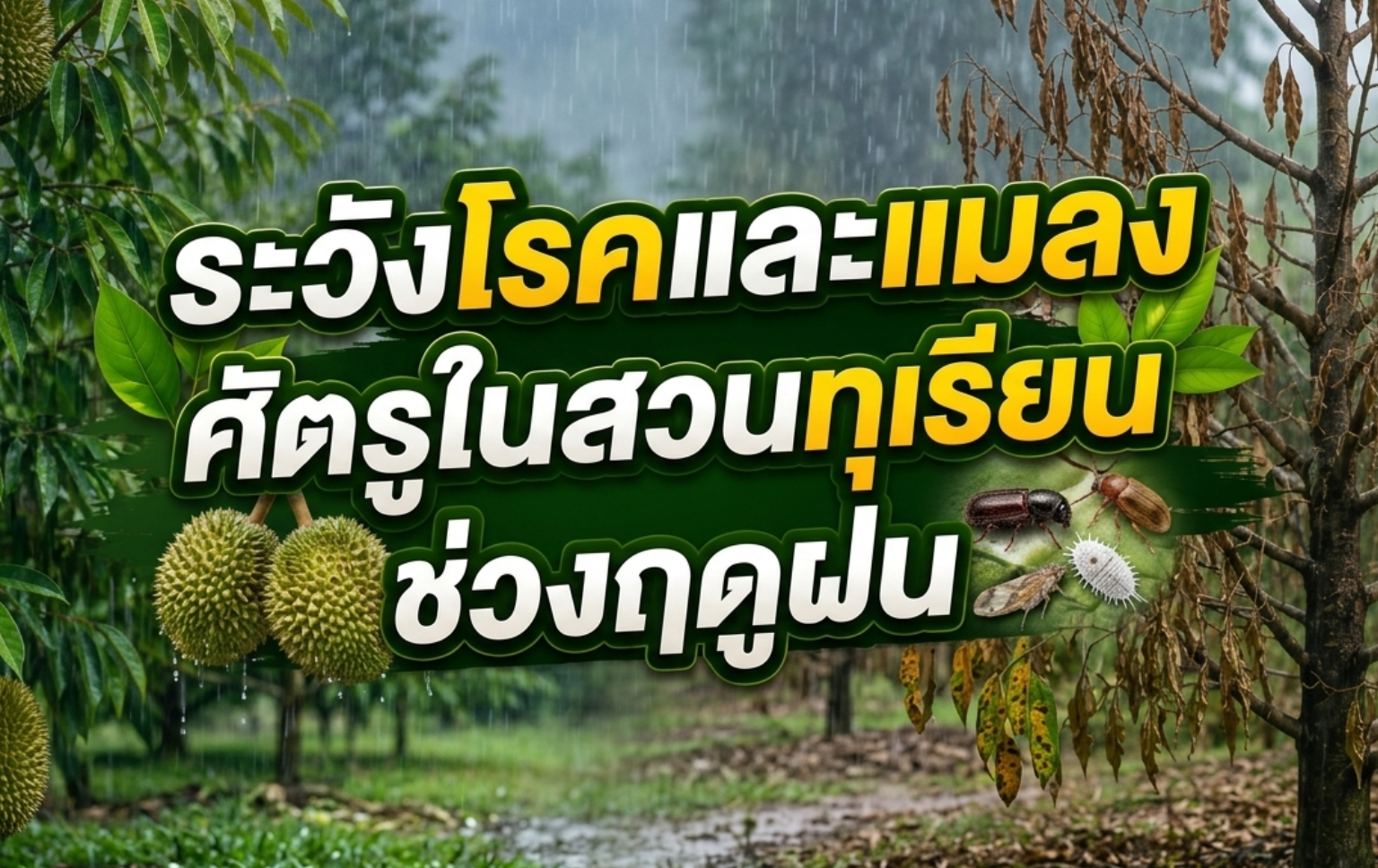 ทุเรียนภาคตะวันออกช่วงฝน ระวังโรคและแมลงศัตรูร้ายในสวนทุเรียน