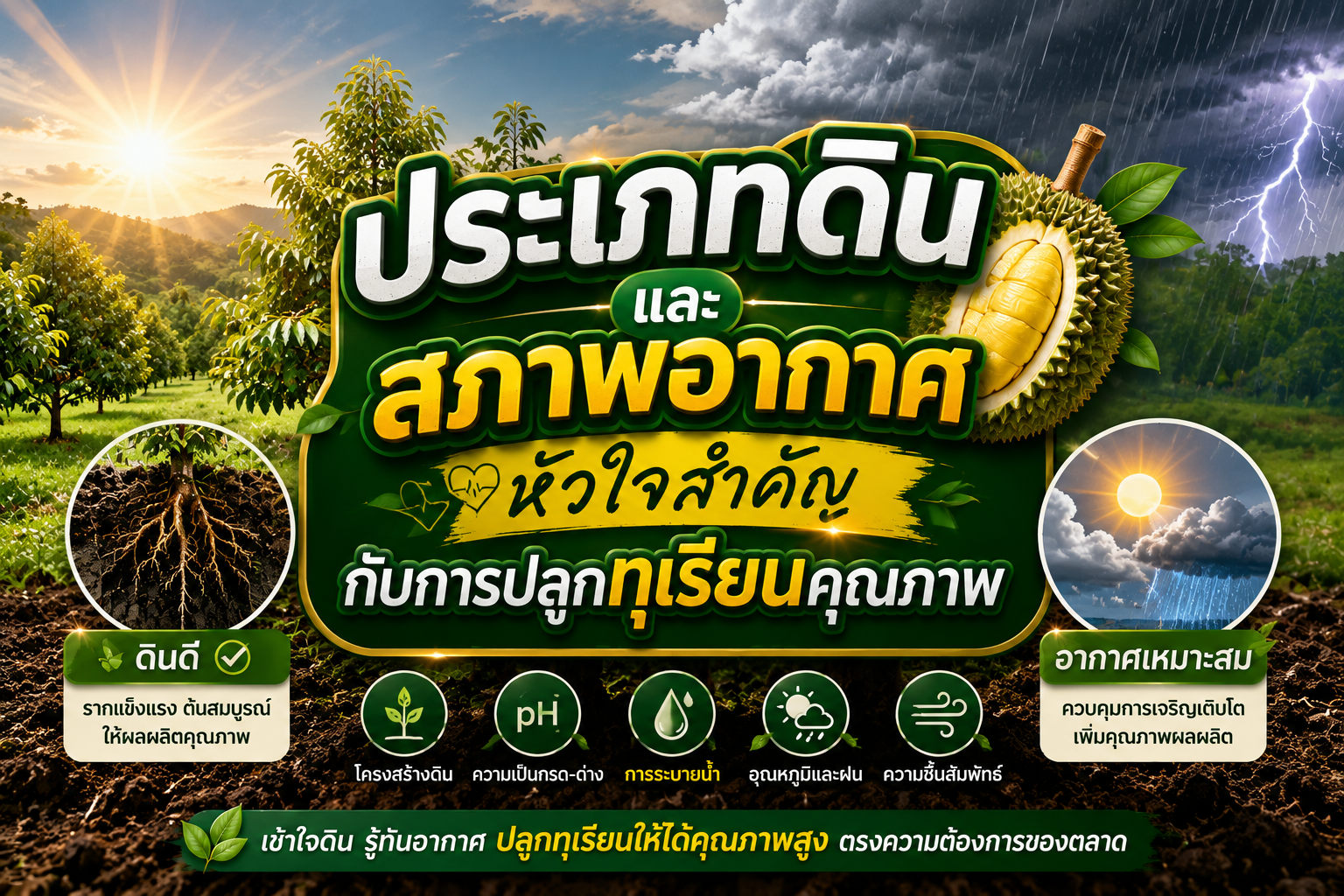ประเภทดินและสภาพอากาศ หัวใจสำคัญกับการปลูกทุเรียนคุณภาพ