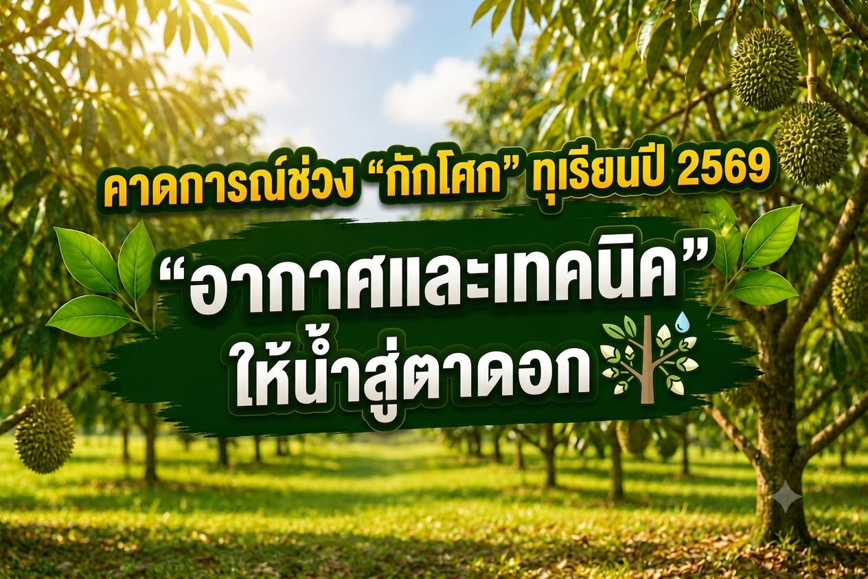 คาดการณ์ช่วงกักโศกทุเรียนปี 2569 อากาศและเทคนิคให้น้ำสู่ตาดอกทุเรียนเต็มต้น