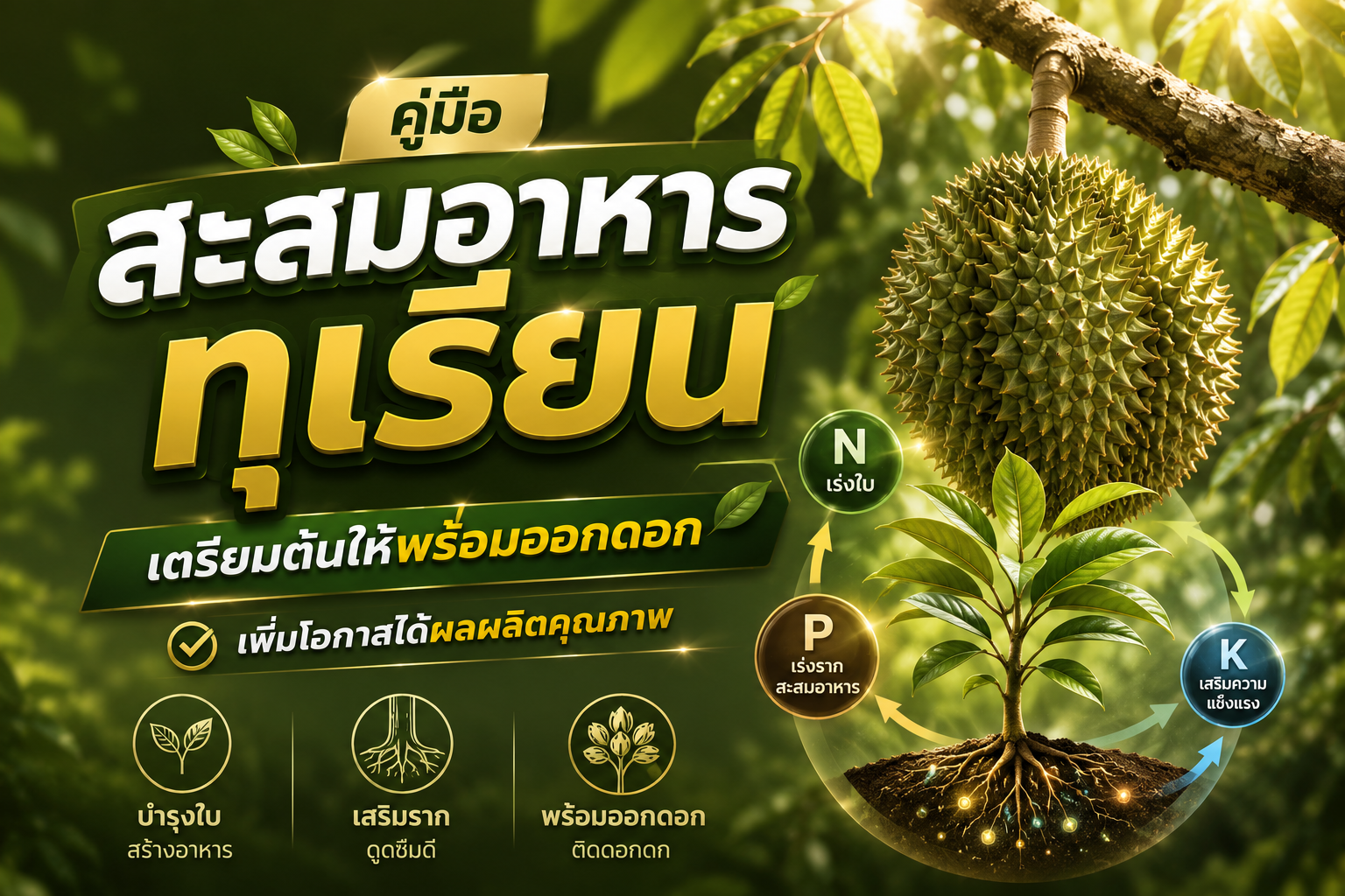 คู่มือสะสมอาหารทุเรียน เตรียมต้นให้พร้อมออกดอก เพิ่มโอกาสได้ผลผลิตคุณภาพ